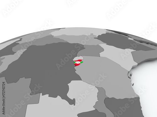 Flag of Burundi on globe