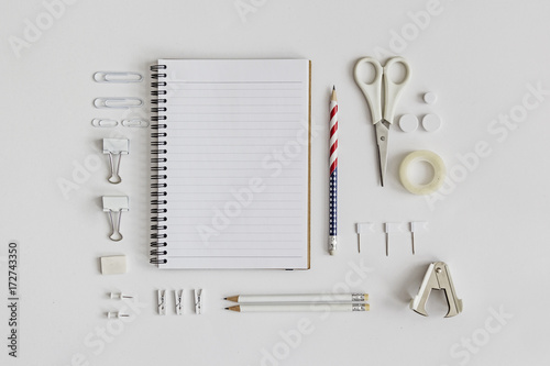 Stars and Stripes pencil among white office supplies