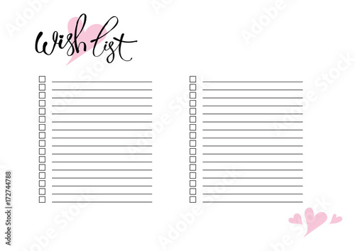 wish list  planner  blank template