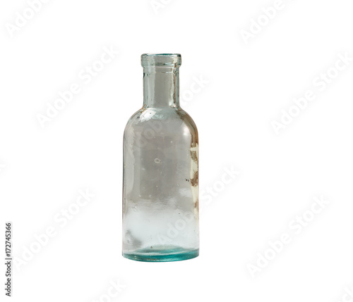 Vintage small glass bottle isolated on white