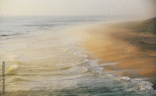 Dramatic seashore at sunset