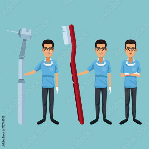 Dentist cartoon campaign icon vector illustration graphic design