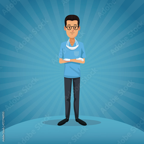Dentist cartoon campaign icon vector illustration graphic design