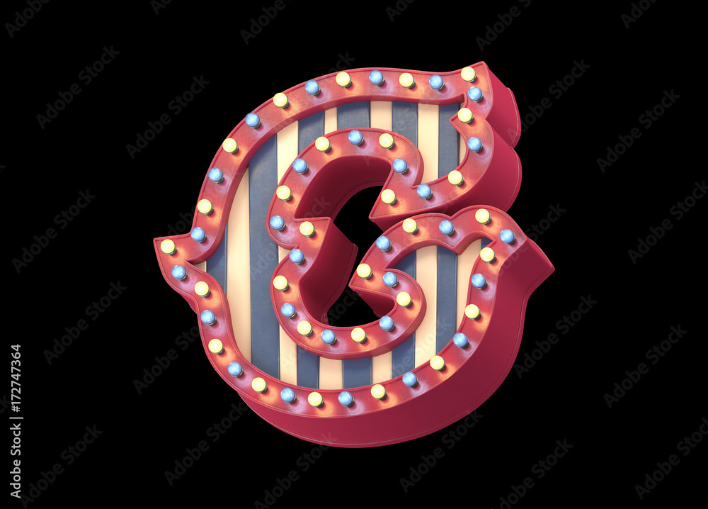 Circus sign light font. Circus sign light font.