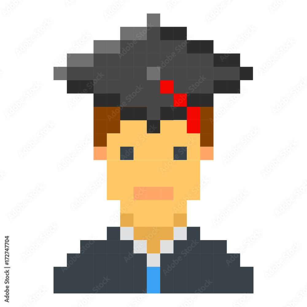 Graduation cap student avatar pixel art cartoon retro game style Graduation cap student avatar pixel art cartoon retro game style
