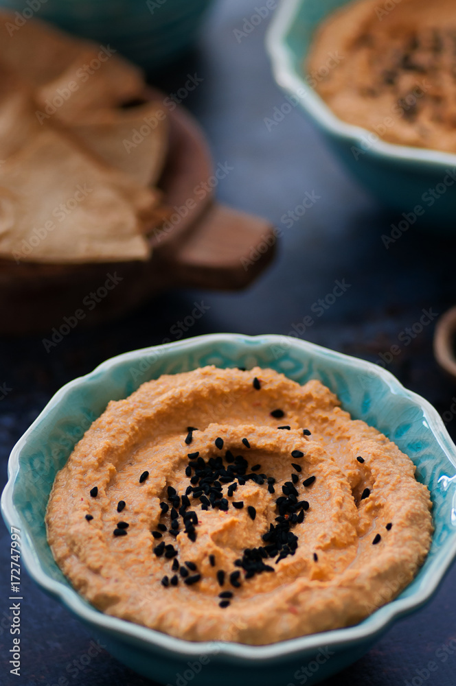 carrot dip with toasted lavash bread carrot dip with toasted lavash bread