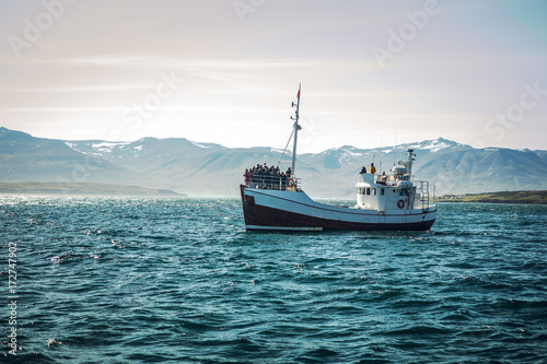 Valokuvatapetti Icelandic fishing boat for whale watching.