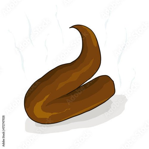 Cartoon brown excrement dung, shit is steaming stock vector illustration on white