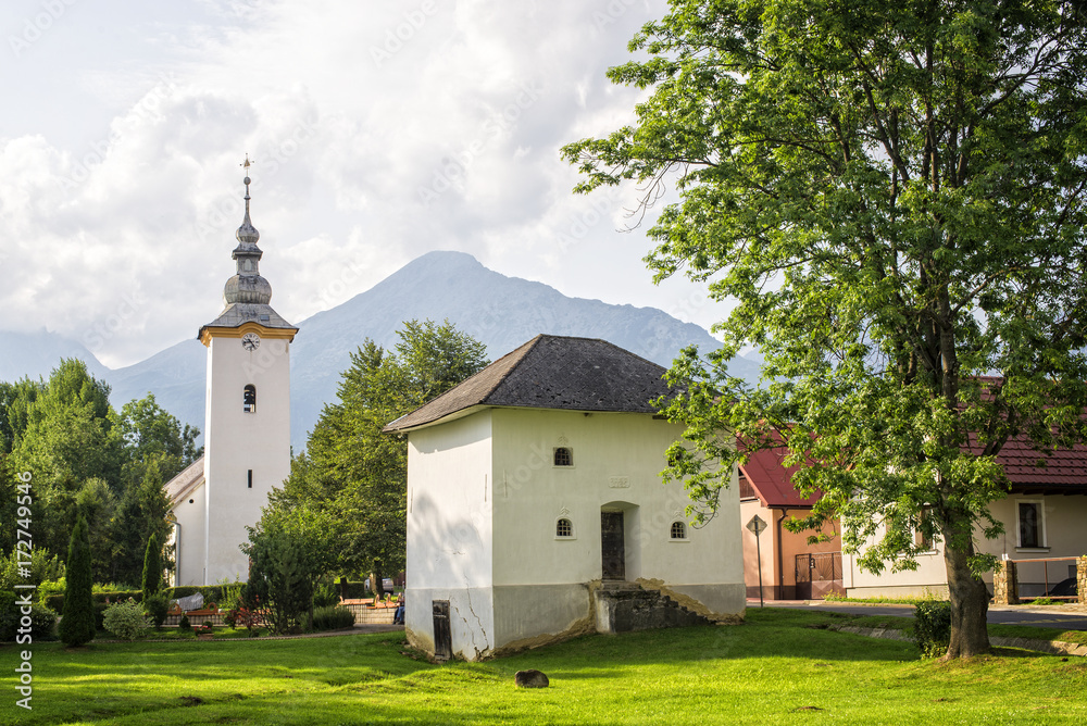 Small church in a village in the mountains