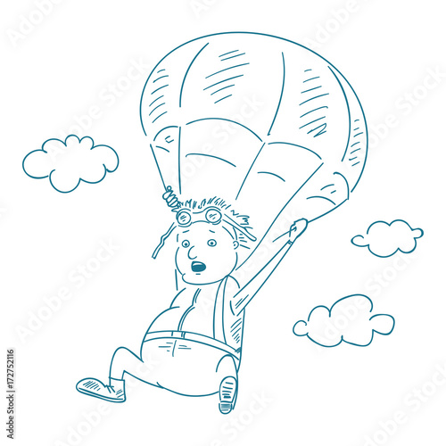 parachutists sketch style, vector illustration.