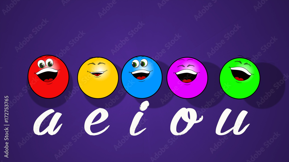 Funny colors and vowels aeiou - obrazy, fototapety, plakaty 