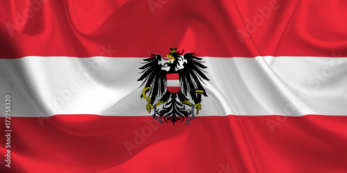 Variant Waving flag of the Austria. Austrian Flag in the Wind. Austrian National mark. Waving Austria Flag. Austria variant Flag Flowing.