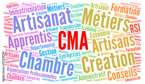 CMA, chambre des métiers et de l'artisanat nuage de mots photo