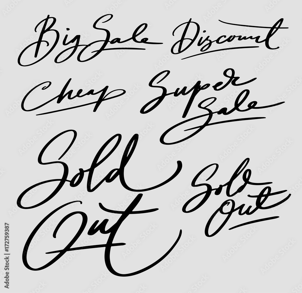 Sold out and big sale hand written typography. Ready to use it. Good use for logotype symbol cover label product brand poster title or any graphic design you want 