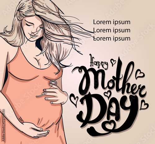 pregnant woman in pregnancy dress is prepared for maternity. 