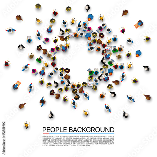 People in the heap in the form of a symbol plus. Vector illustration