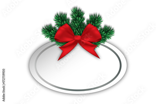 rote Schleife mit Schild für Weihnachtswünsche