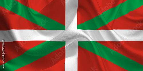Waving flag of the Basque Country. Flag in the Wind. National mark. Waving Basque Country Flag. Basque Country Flag Flowing.