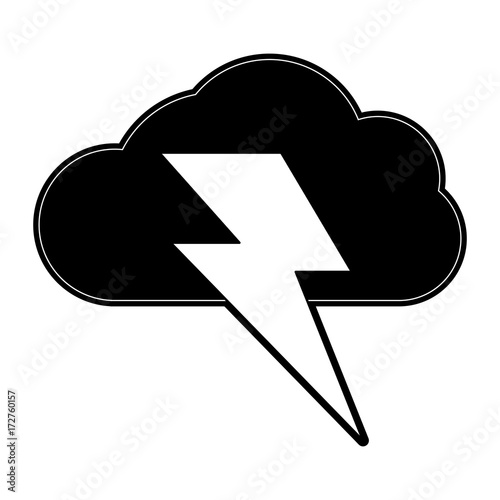 cloud with lightning ray icon image vector illustration design  black and white