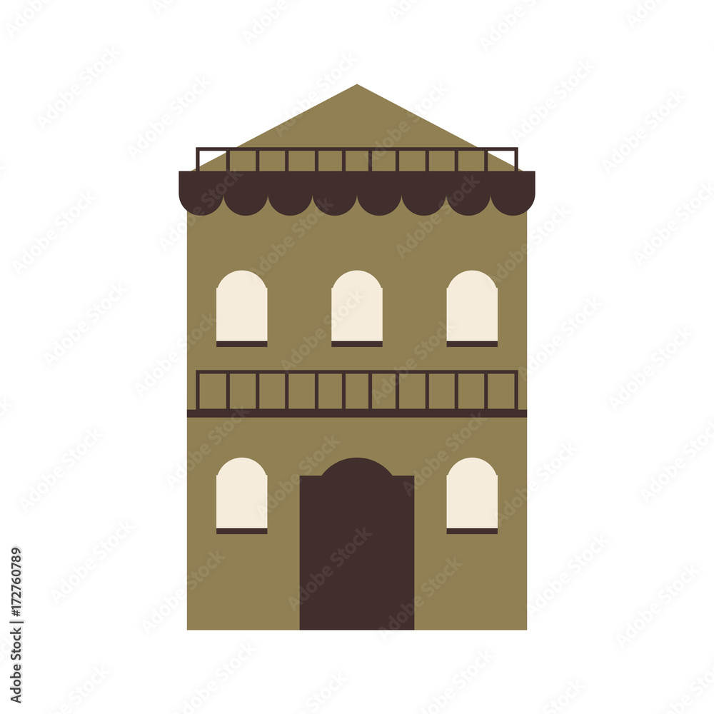 vintage building town or village icon image vector illustration design 