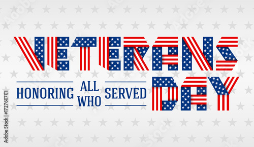 US Veterans Day greeting card. Vector illustration.