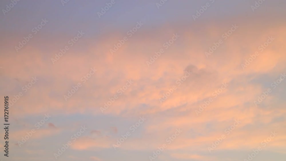 Skyscape or cloudscape. Evening sky with fluffy clouds moving across it. Weather. Time lapse. Full HD