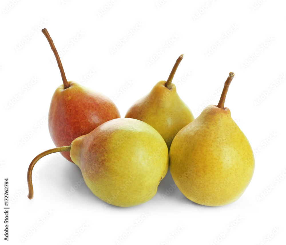 Delicious ripe pears on white background Delicious ripe pears on white background