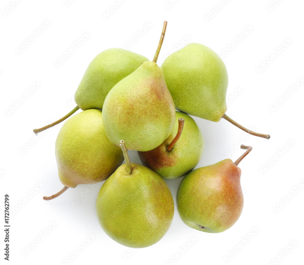 Delicious ripe pears on white background Delicious ripe pears on white background