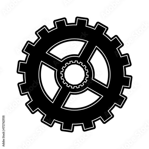 single gear icon image vector illustration design black and white