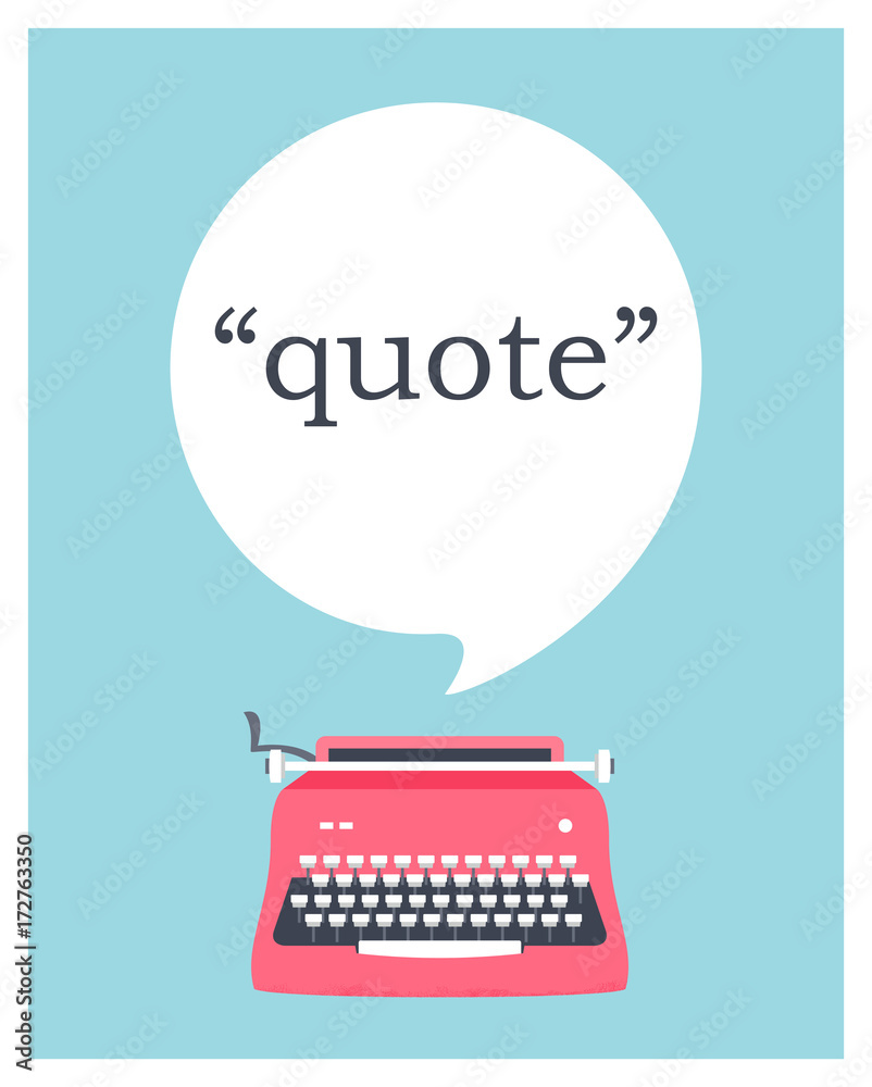 Vintage Typewriter with Speech Bubble Space for Quote. Vector Design