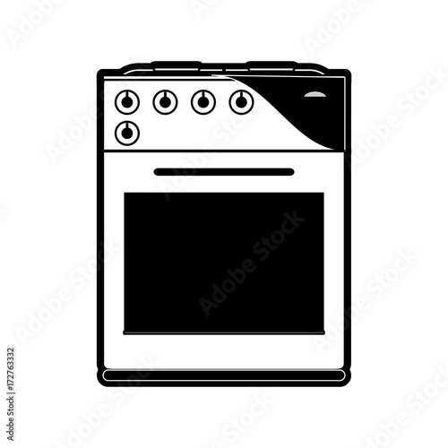 oven stove kitchenware icon image vector illustration design black and white