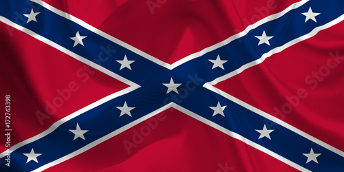 Waving flag of the American Confederation. Confederate Flag in the Wind. National mark. Waving American South Flag. Confederation Flag Flowing.