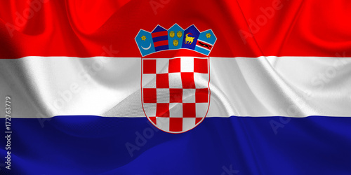 Waving flag of the Croatia. Croatian Flag in the Wind. Croatian National mark. Waving Croatia Flag. Croatia Flag Flowing.