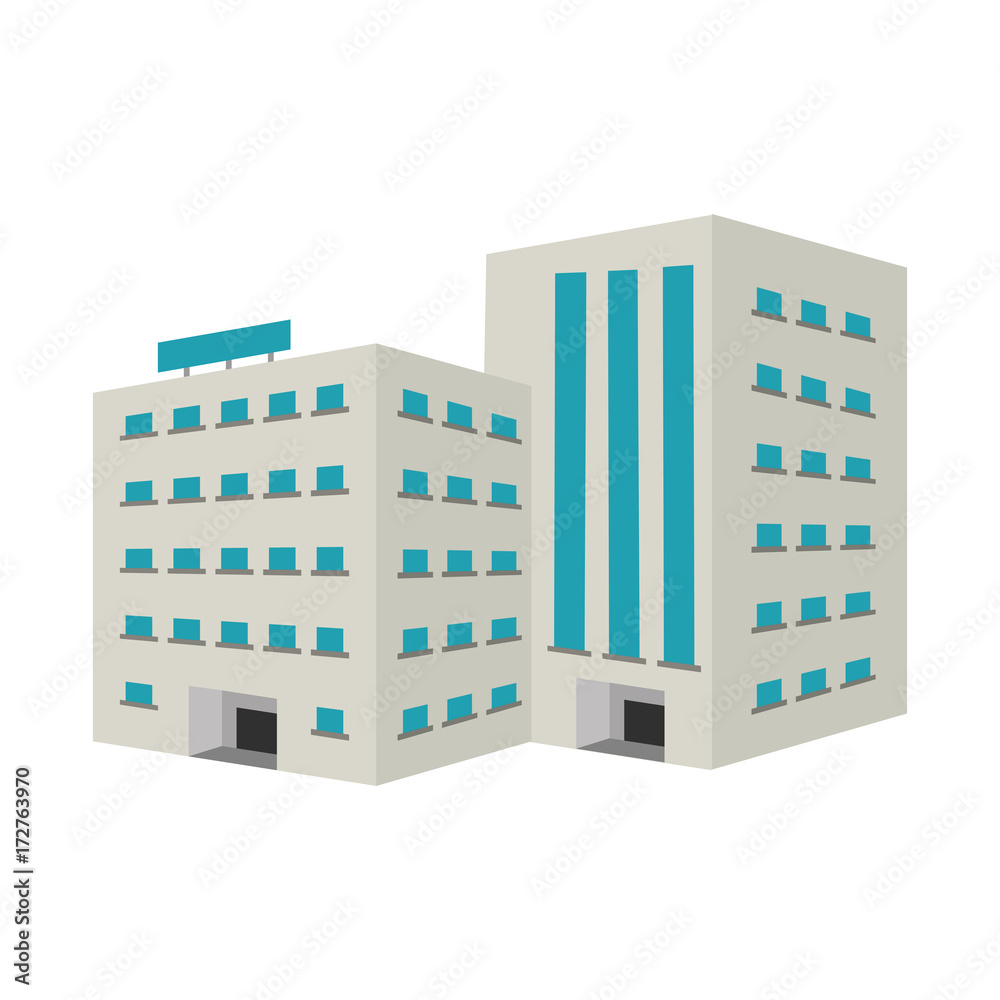 white big city building icon image vector illustration design 