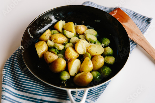 Brussel sprout and potato hash photo