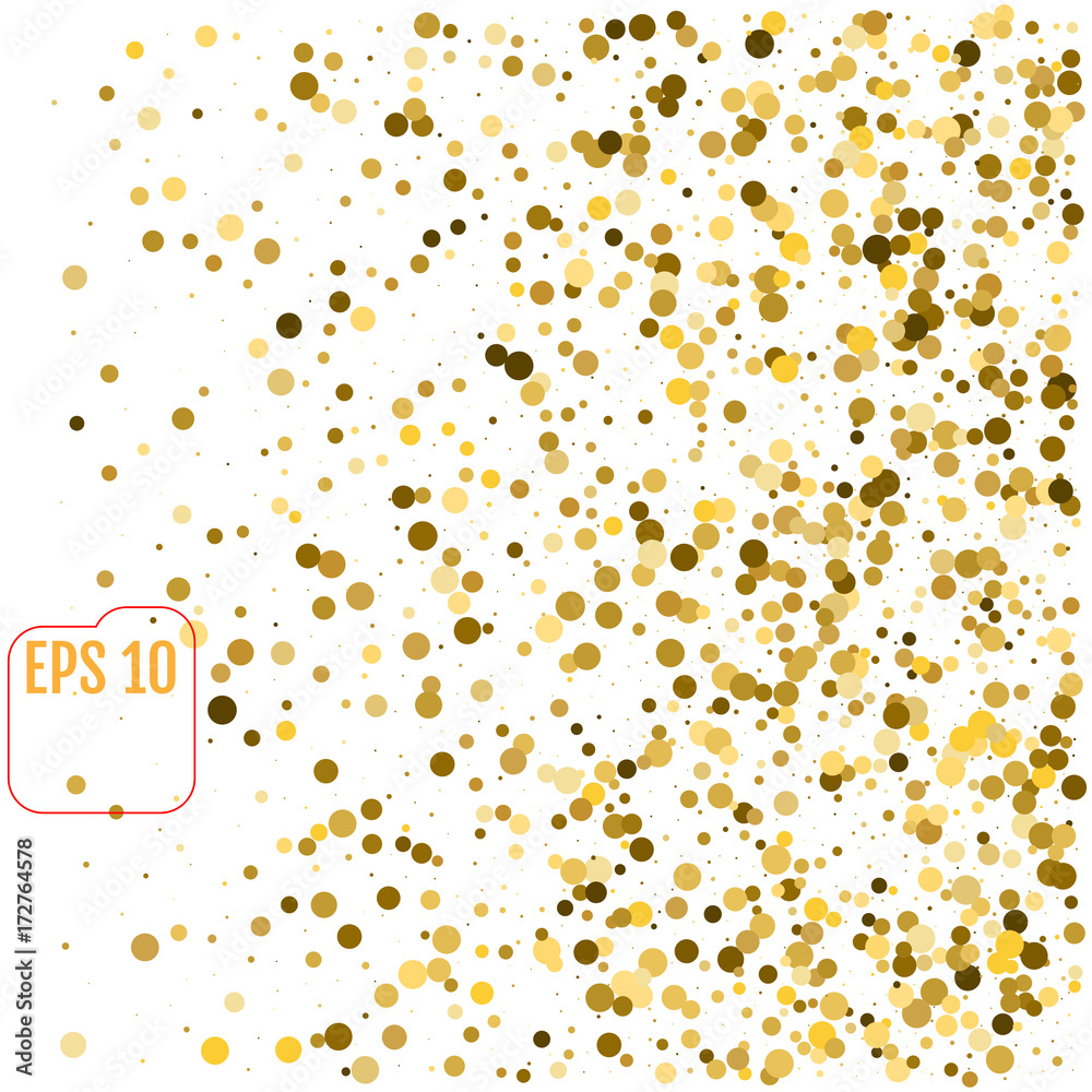 Golden Circle Confetti Falling On White Background. Round. Dot. Polka. Vector Golden Circle Confetti Falling On White Background. Round. Dot. Polka. Vector