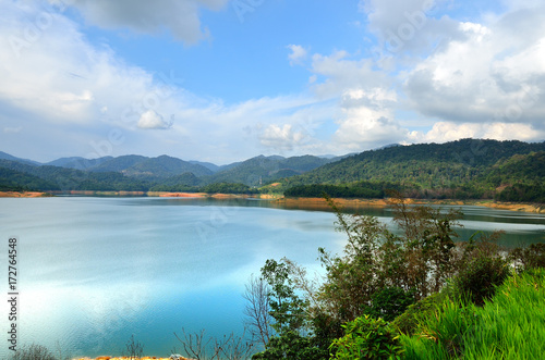 Scenery of man made lake at Sungai Selangor dam during midday...