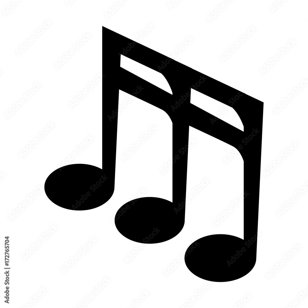 Isolated musical note silhouette on a white background, vector illustration Isolated musical note silhouette on a white background, vector illustration