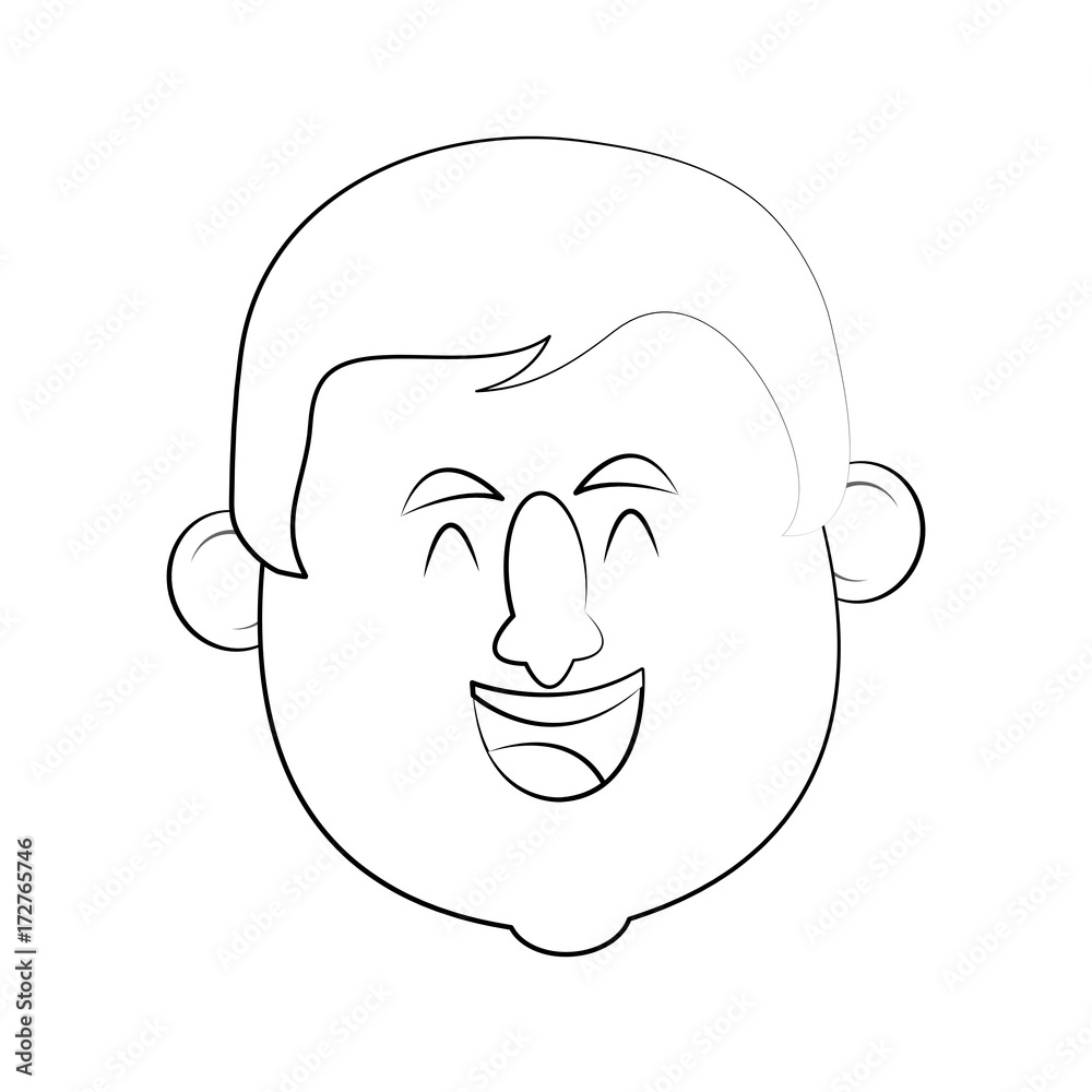 man laughing icon image vector illustration design  fine sketch line