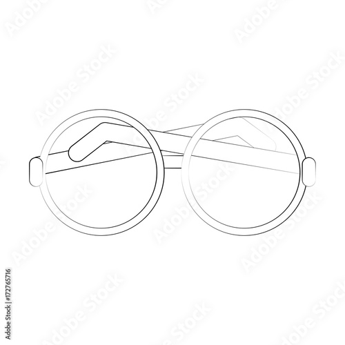 glasses round frame icon image vector illustration design  fine sketch line