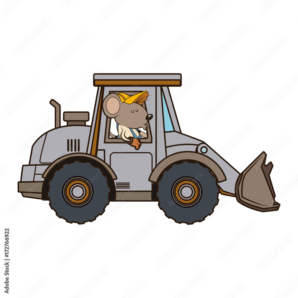 Fototapeta premium Cute mouse worker cartoon icon vector illustration graphic design 