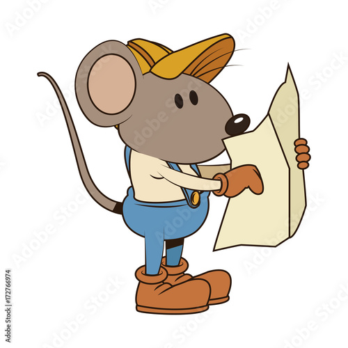 Cute mouse worker cartoon icon vector illustration graphic  design 