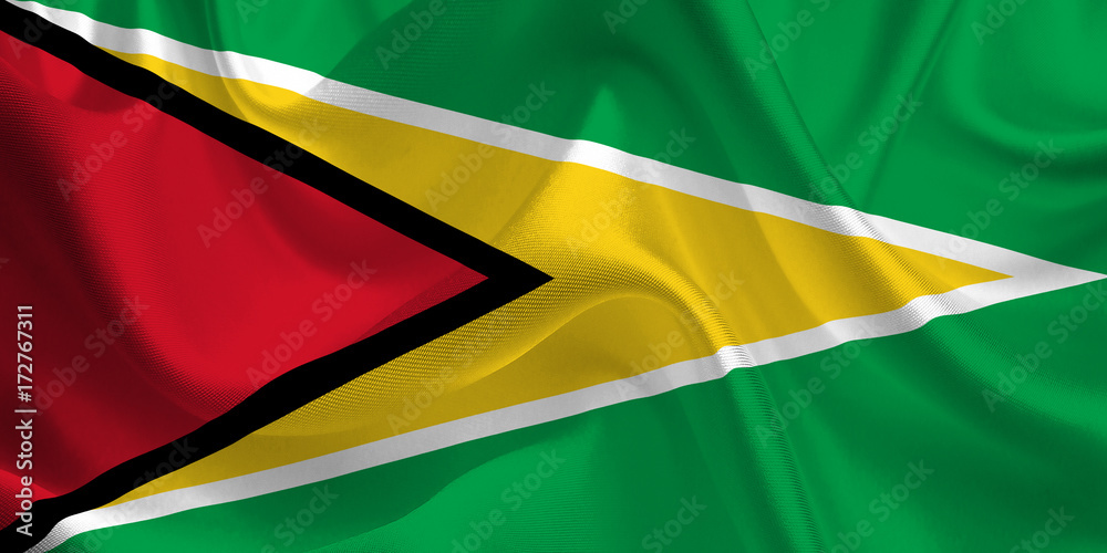 Obraz premium Waving flag of the Guyana. Flag in the Wind. National mark. Waving Guyana Flag. Guyana Flag Flowing.