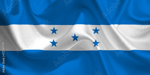 Waving flag of the Honduras. Flag in the Wind. National mark. Waving Honduras Flag. Honduras Flag Flowing.