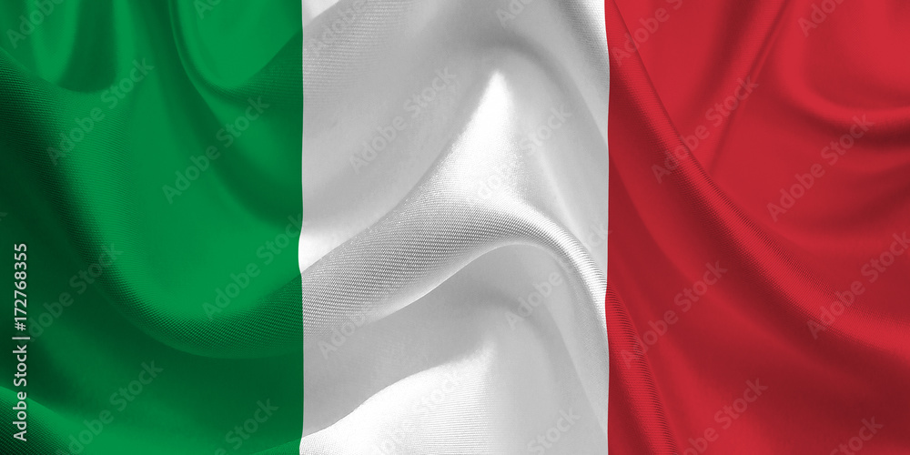 Waving flag of the Italy. Italian Flag in the Wind. Italian National mark. Waving Italy Flag. Italy Flag Flowing.