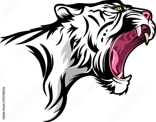 Fototapeta Naklejka Na Ścianę i Meble -  Vector illustrated Tiger fierce with open mouth