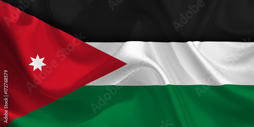 Waving flag of the Jordan. Flag in the Wind. National mark. Waving Jordan Flag. Jordan Flag Flowing.