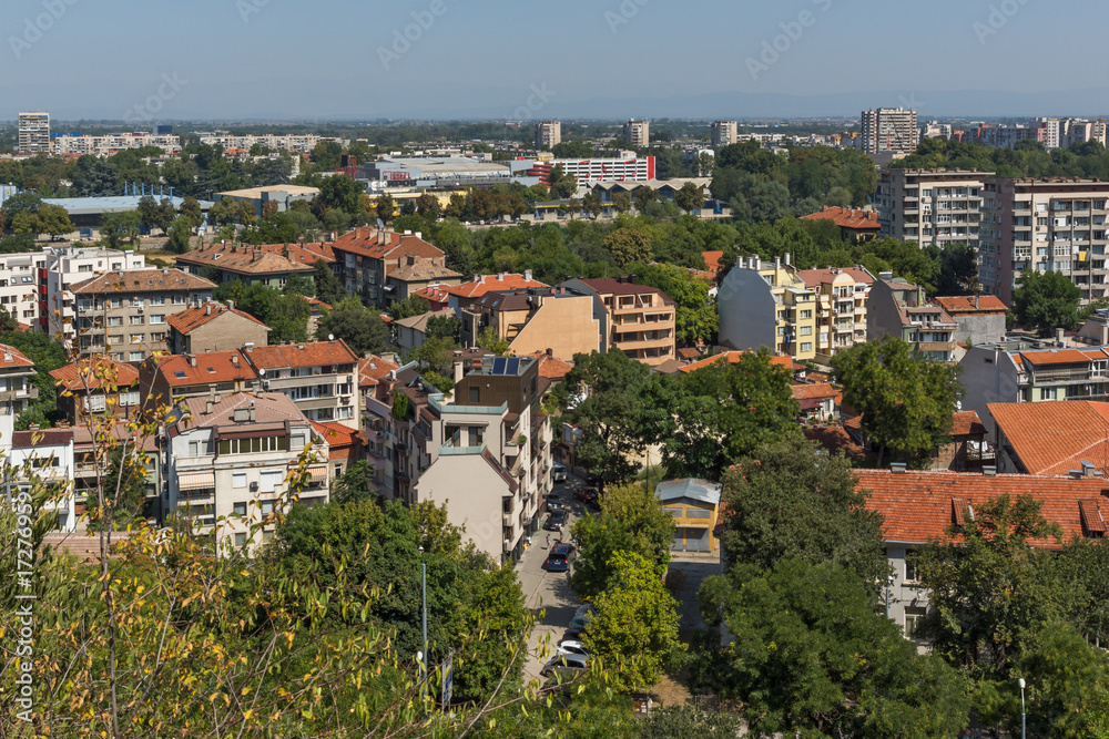 Amazing Panorama to City of Plovdiv from nebet tepe hill, Bulgaria
