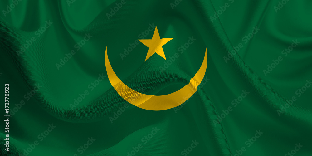 Waving flag of the Mauritania. Flag in the Wind. National mark. Waving Mauritania Flag. Mauritania Flag Flowing. Waving flag of the Mauritania. Flag in the Wind. National mark. Waving Mauritania Flag. Mauritania Flag Flowing.
