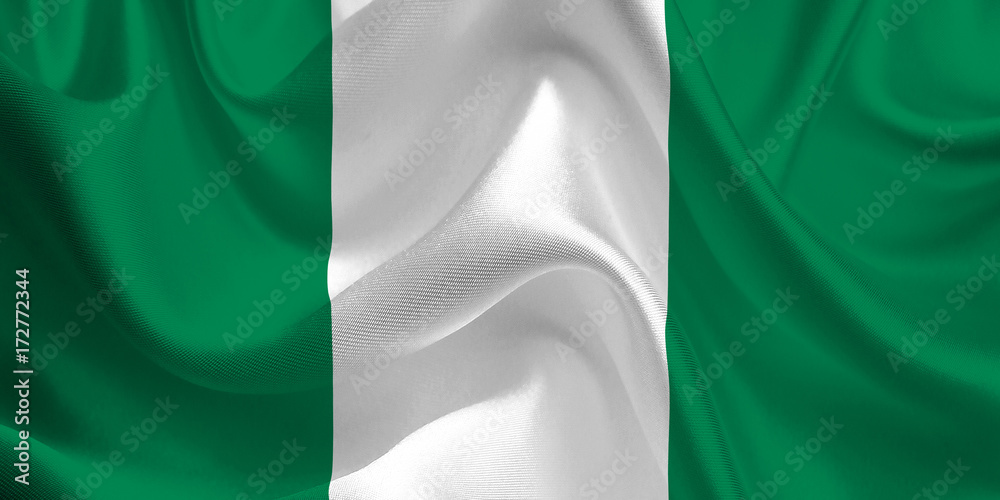 Waving flag of the Nigeria. Nigerian Flag in the Wind. Nigerian
